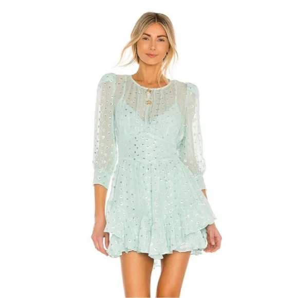 For Love And Lemons | Dresses | For Love And Lemons Mindy Mini Dress Teal Heart  Shaped | Poshmark